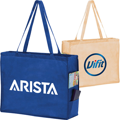 Picture of NON-WOVEN TOTE BAG with Gusset & Shoulder Straps & 2 Side Pockets 20 Inch x 16 Inch x 6 Inch