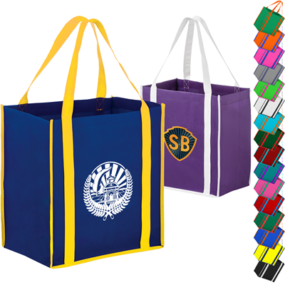 Picture of HEAVY DUTY TWO-TONE NON-WOVEN SHOPPER TOTE BAG with Gusset 12 Inch x 13 Inch x 8 Inch