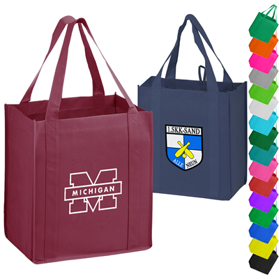 Picture of HEAVY DUTY 100GSM NON-WOVEN GROCERY TOTE BAG with Gusset (13 Inch x 15 Inch x 10 Inch)