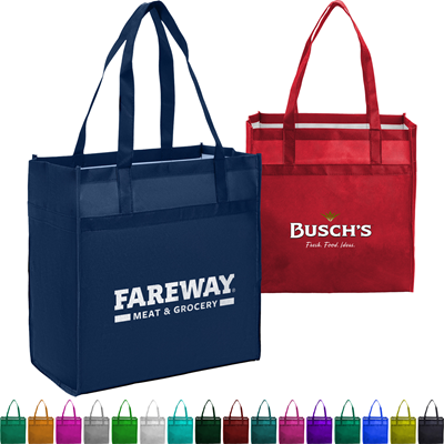 Picture of HEAVY DUTY 100GSM NON-WOVEN GROCERY TOTE BAG with Gusset 13 Inch x 14 Inch x 7 Inch.