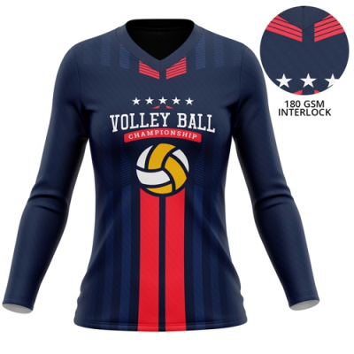 Picture of WOMEN'S 180 GSM POLY INTERLOCK SUBLIMATION LONG SLEEVE V-NECK TEE SHIRT
