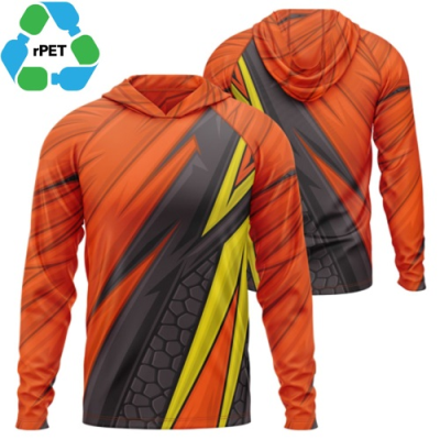 Picture of MEN'S RPET RECYCLED 100% POLYESTER SUBLIMATION PERFORMANCE HOODED HOODY TEE SHIRT