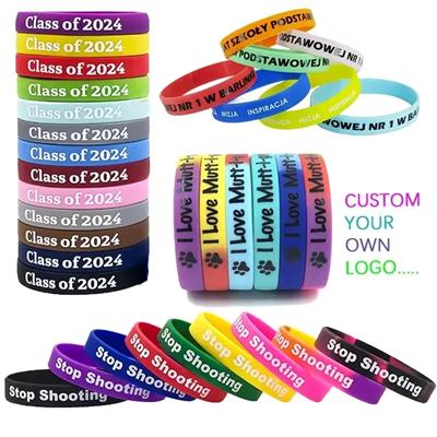 Picture of 1 & 2 INCH WIDTH SILICON WRIST BAND CUSTOM BRACELET