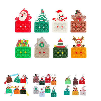 Picture of CHRISTMAS STYLE DECORATED PUSH BUBBLE KEYRING CHAIN