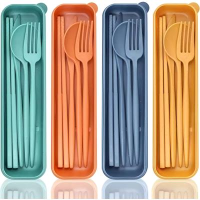 Picture of UTENSILS SET OF 4 WHEAT STRAW PORTABLE CUTLERY KNIFE FORKS