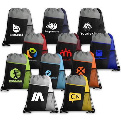 Picture of TRI-COLORED MESH POCKET DRAWSTRING BACKPACKS