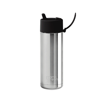 Picture of 20OZ - 595ML STAINLESS STEEL METAL CERAMIC POTTERY REUSABLE BOTTLE with Flip Straw Lid