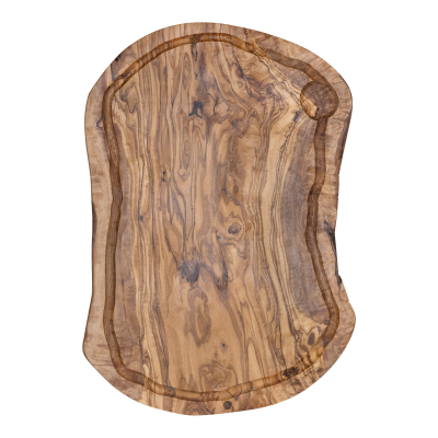Picture of CUTTING BOARD with Juice Trench Oval Olive Wood Approx