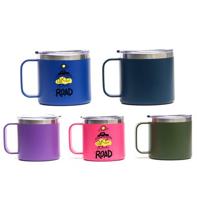 CUSTOM 14 OZ STAINLESS STEEL METAL THERMAL INSULATED COFFEE MUG