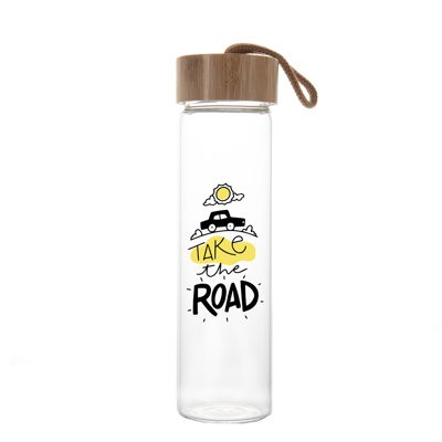 Picture of 650ML GLASS WATER BOTTLE with Bamboo Lid