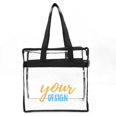 CUSTOM CLEAR TRANSPARENT ZIPPERED TOTE BAG