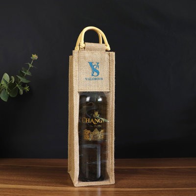PORTABLE JUTE WINE BOTTLE TOTE