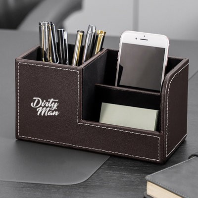 LEATHER DESK TOP PEN HOLDER